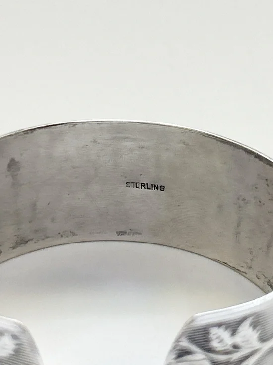 Vintage Sterling Silver Floral Cuff Bracelet - Picture 10 of 10